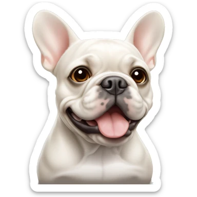 white french bulldog face with light brown markings sticker