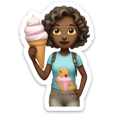 Girl with ice cream in hand sticker