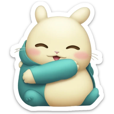 Peep bunny hugging snorlax sticker