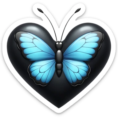 black heart with a black bow in a butterfly style sticker