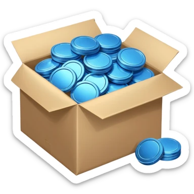 blue coins credit in a package sticker