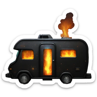 Darth Vader’s 1972 Winnebago black painted rv rusted holographic flames  sticker