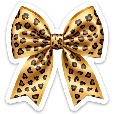 Leopard print satin bow sticker
