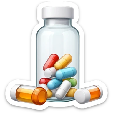 medicine pills and bottle sticker