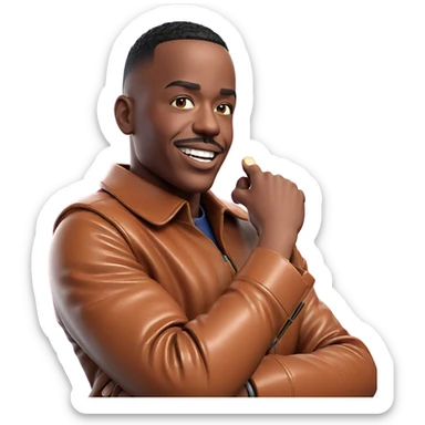 smiling male in jacket sticker