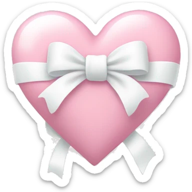 Pastel pink heart with white bow sticker