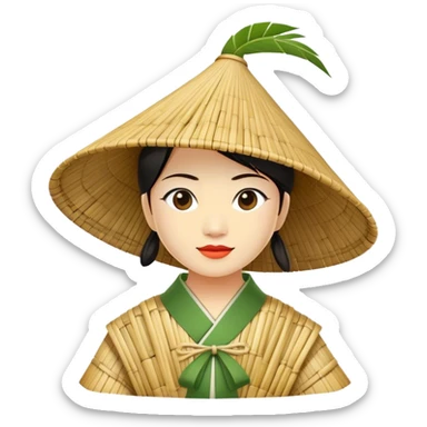 ​Cinematic Realistic Traditional Vietnamese Nón Lá, depicted as a delicately crafted conical hat made of bamboo and palm leaves with subtle texture and natural wear, evoking authentic cultural heritage, please show the hat only sticker
