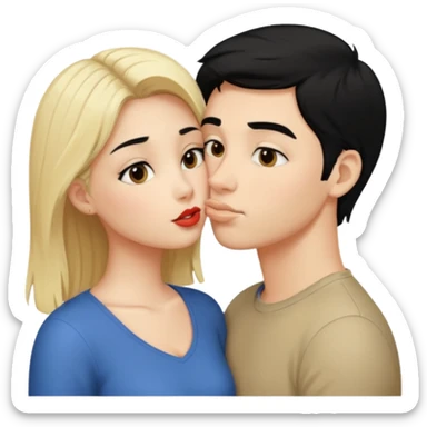 Girl with black hair kiss blonde gut sticker