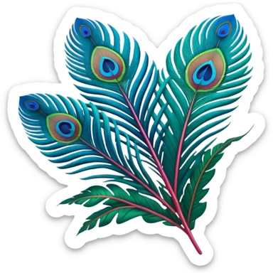 Unrealistic vivid, Futuristic colors, highly detailed, isolated 3D render, lush full soft appearance, Peacock Begonia feather sticker