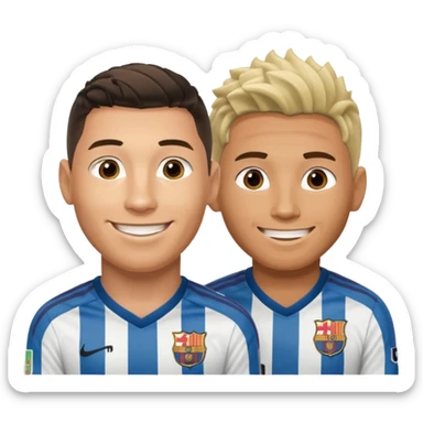Prime noodle hair ronaldo and prime 2012 messi Smiling in one Photo and make it realistic  sticker