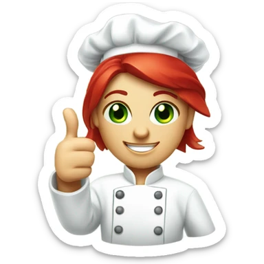 thumbs up chef hate wearing green eyes red haired female chef sticker