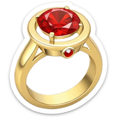anillo de compromiso dorado con la gema roja sticker