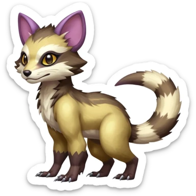 Sharp realistic Colorful translucent glowing Trico-Sergal-Furret-Ferret-Wolverine-Vernid-furry-fursona-fusion-Fakemon-animal-hybrid-creature, full body sticker