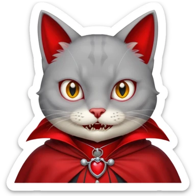 grey cat-vampire-in-red-collar-cloak sticker