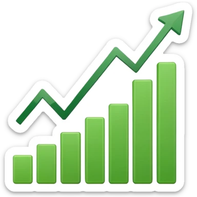 graph with line going up and the line being green sticker