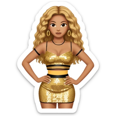 Beyonce with gold crop top and skirt sticker