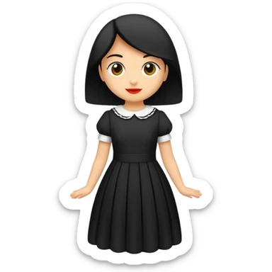 Beyaz tenli siyah tül çok açık elbise giyen siyah dalgalı saçı olan çekik gözlü  sticker