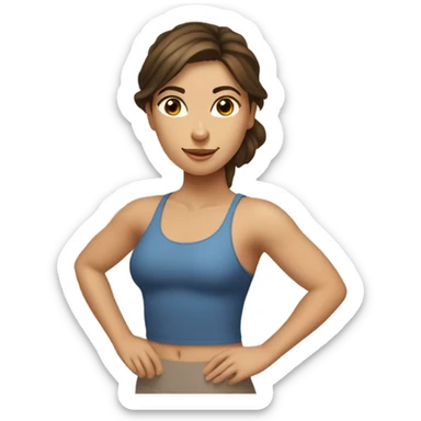 Brunette tan girl with hazel eyes doing Pilates  sticker