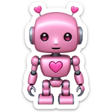 cute pink robot with hearts pink sticker