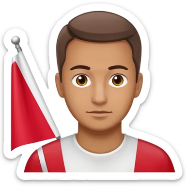 ultra realistic polish man with two-colored poland flag sticker