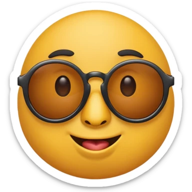 a round yellow circular emoji wearing cool sunglasses with a cocky face sticker