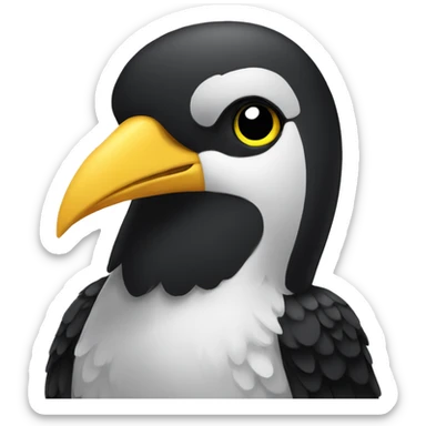 Black and white bird with double yellow beak sticker