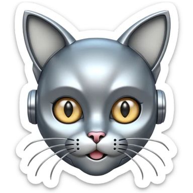 robot looking surprised with cat ears and looks funny sticker
