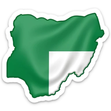 "Nigeria outline filled with the Nigerian flag colors, green-white-green, simple and bold, vector-style, clean and vibrant." sticker