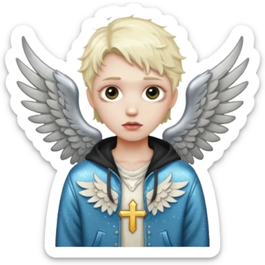 Glitter fallen angel sticker