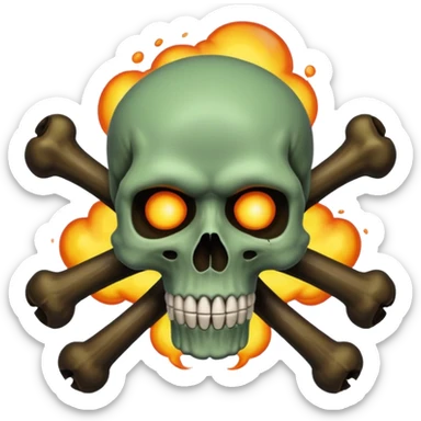 a poisonous cloud of gas, dark swamp color, with an image of a skull and two crossed bones behind the skull sticker