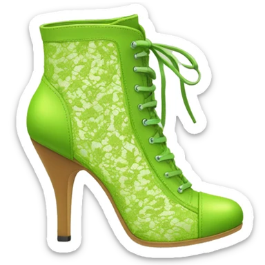 Realistic isolated pair of lace lime green high heel ankle bootie boots. sticker