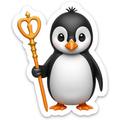 penguin holding a scepter sticker