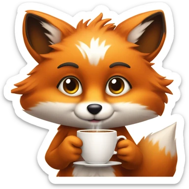Kawaii fox coffee sticker