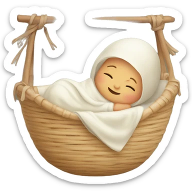 Newborn in a rattan cradle sticker