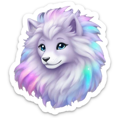 Shiny Sparkly Colorful Fluffy beautiful Mane Kawaii Ethereal Anthro Sona Nebula-Crystal-Fakemon-animal sticker