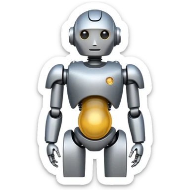 Pregnant male robot. Profile view. Facing left. 2 dimensional emoji style. As though it was made with microsoft paint. sticker