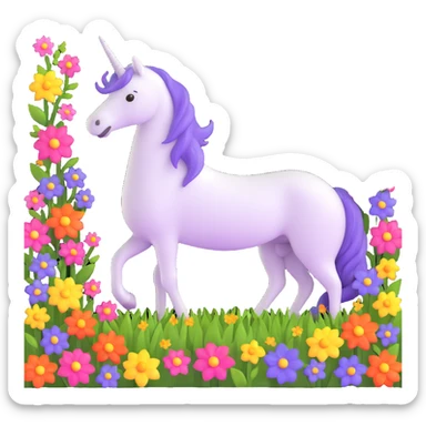 unicorn in a field of flowers sticker