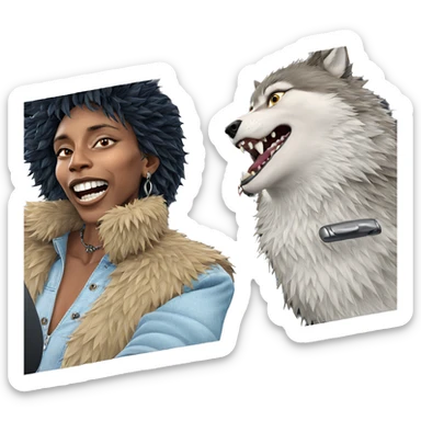 wolf fang woman in car sticker