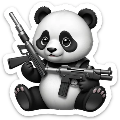 Panda holding a machine gun And a vape￼ sticker