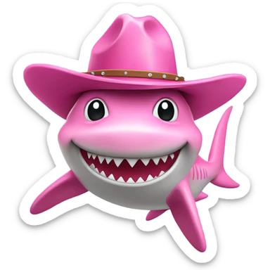 Pink shark wearing pink cowboy hat sticker