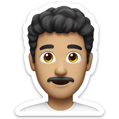 white man with black hair and no facial hair filming videos with camera sticker