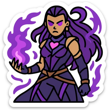 Add a glowing eye to blind enemies with a color scheme of black and purple accents, keep the background transparent. sticker