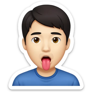 An Asian guy sticking out his tongue  sticker