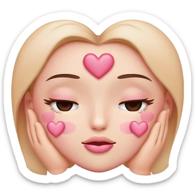 in love emoji with eyes closed and blushing and pink hearts sticker