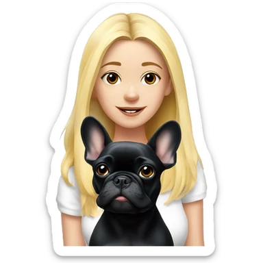black french bulldog with blonde girl sticker
