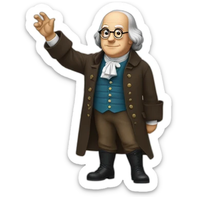 benjamin franklin with an arm up sticker