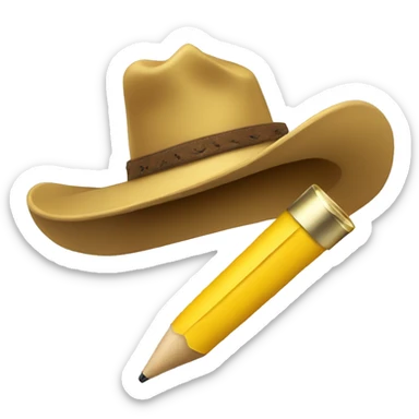 a yellow thick pen wearing a cowboy hat sticker