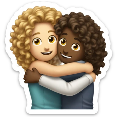 Hug two bestfriends one with long curly hair sticker