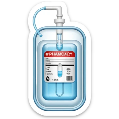 Hospira, BBraun, Hospital Intravenous fluid bag, 2 ports located on the bottom side, and is filled with 500ml, pharmacy label sticker