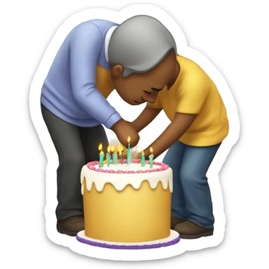 Happy birthday emoji bowing down to everyone for good wishes  sticker